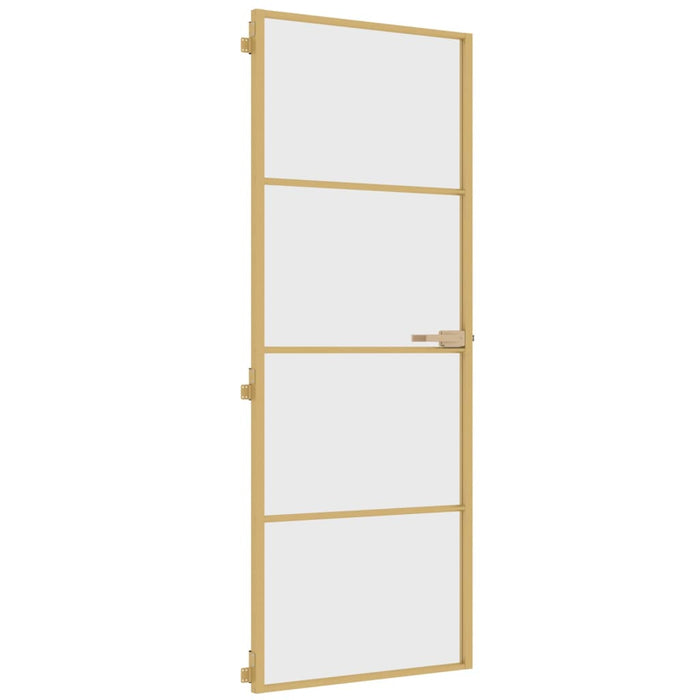 Porta Interni Sottile Oro 76x201,5cm Vetro Temperato Alluminio 155132