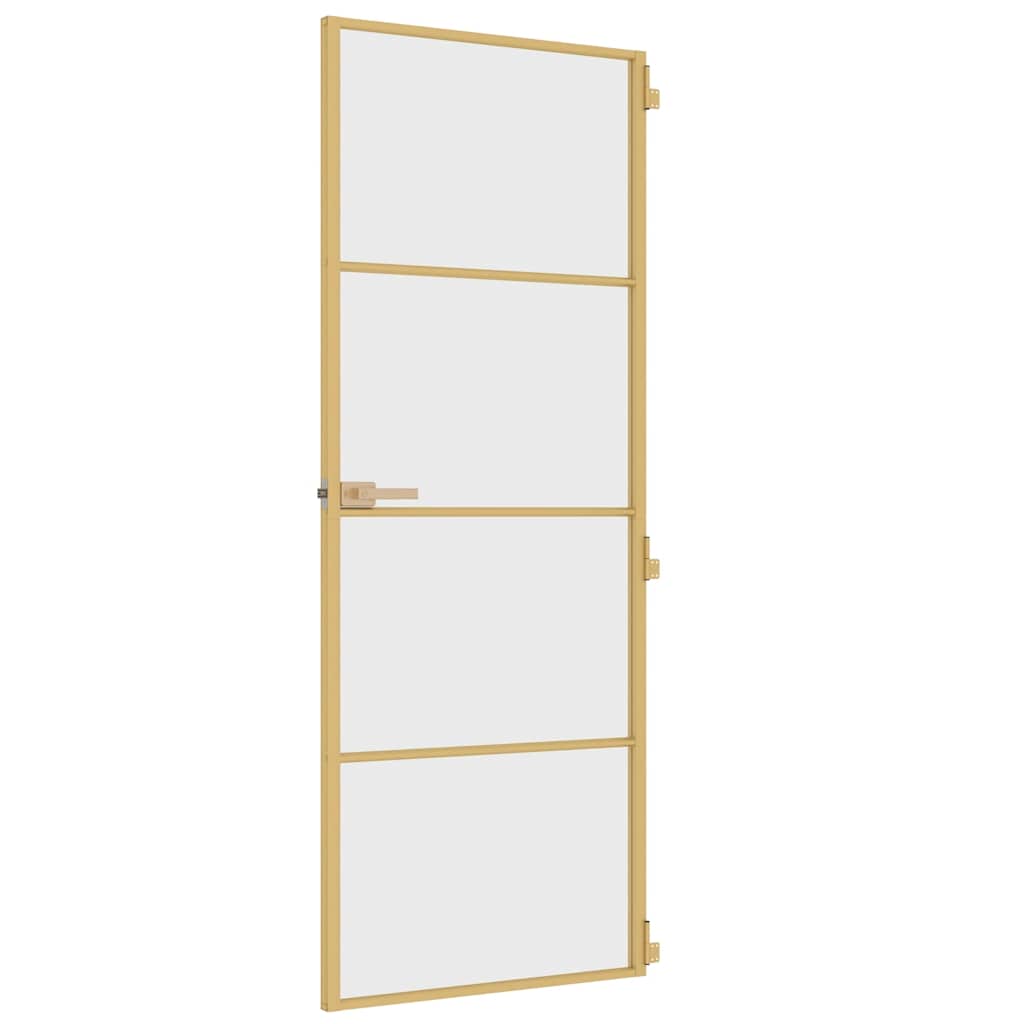Porta Interni Sottile Oro 76x201,5cm Vetro Temperato Alluminio 155132
