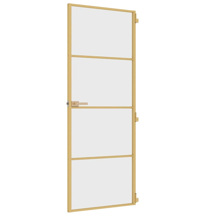 Porta Interni Sottile Oro 76x201,5cm Vetro Temperato Alluminio 155132
