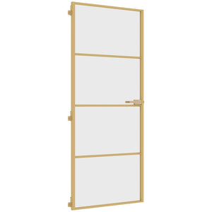 Porta Interni Sottile Oro 83x201,5cm Vetro Temperato Alluminio