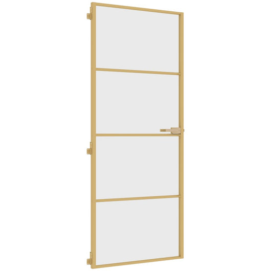 Porta Interni Sottile Oro 83x201,5cm Vetro Temperato Alluminio 155133