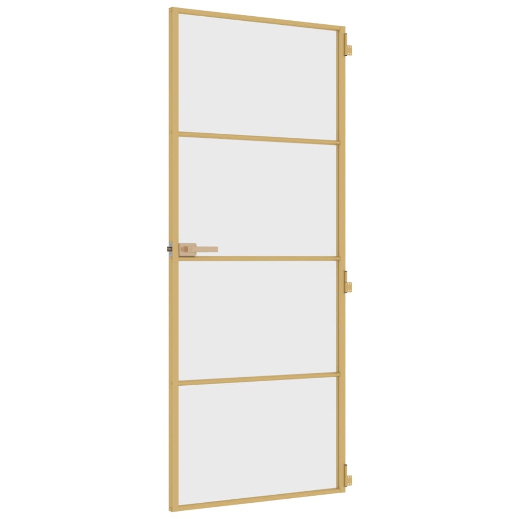 Porta Interni Sottile Oro 83x201,5cm Vetro Temperato Alluminio