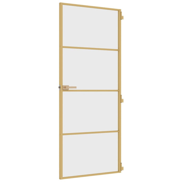 Porta Interni Sottile Oro 83x201,5cm Vetro Temperato Alluminio
