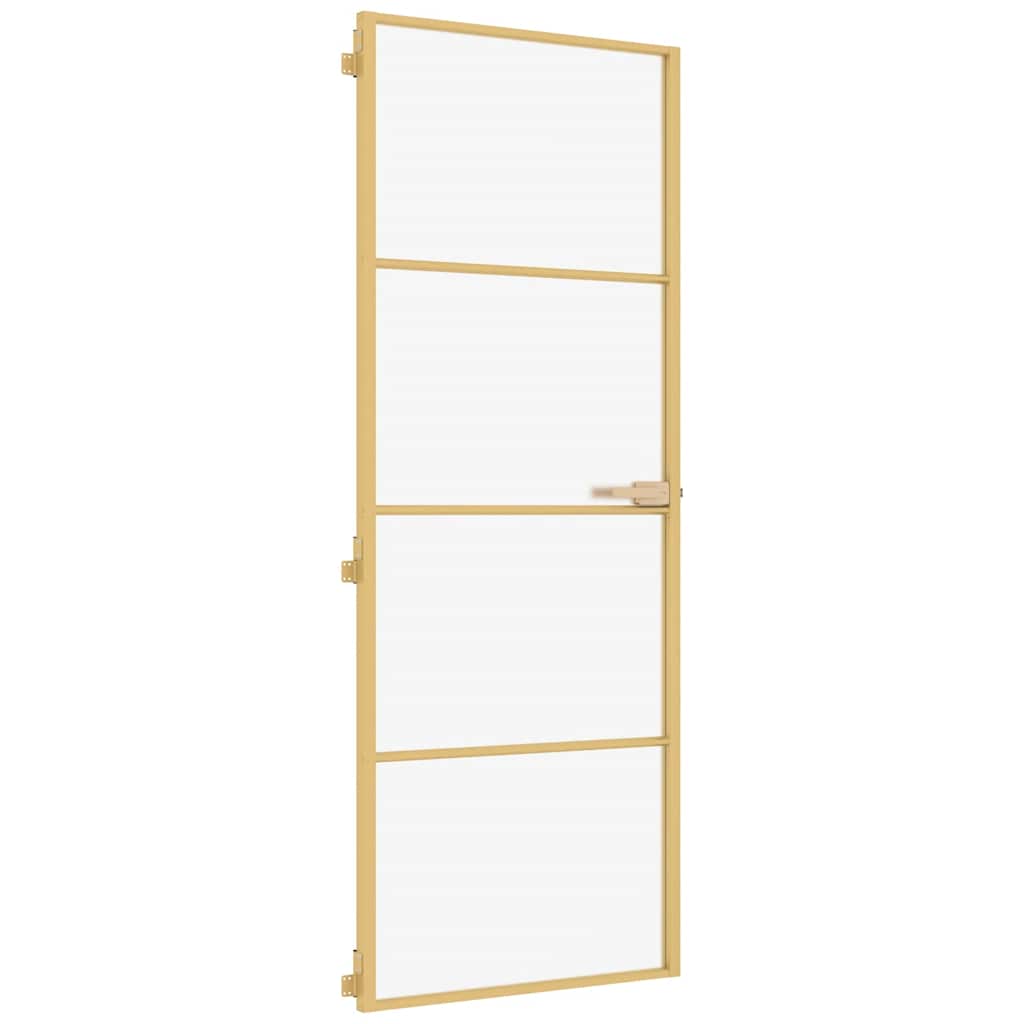 Porta Interni Sottile Oro 76x201,5cm Vetro Temperato Alluminiocod mxl 83813