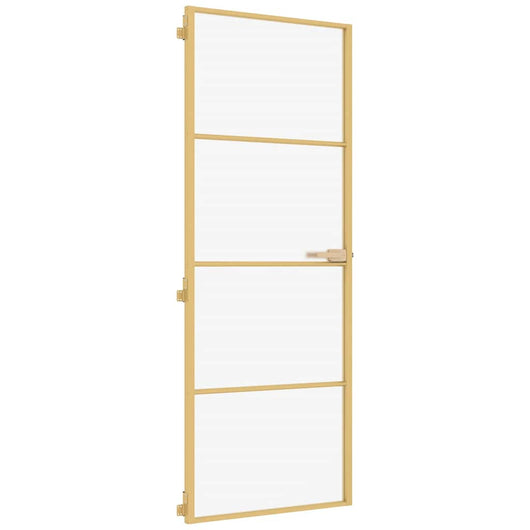 Porta Interni Sottile Oro 76x201,5cm Vetro Temperato Alluminiocod mxl 83813