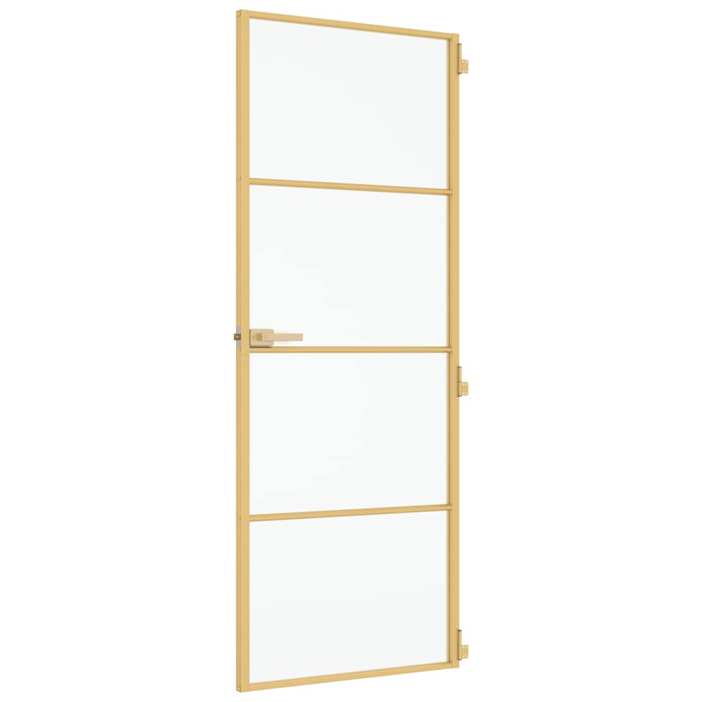 Porta Interni Sottile Oro 76x201,5cm Vetro Temperato Alluminio 155136