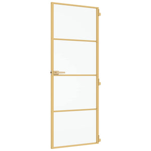 Porta Interni Sottile Oro 76x201,5cm Vetro Temperato Alluminio 155136