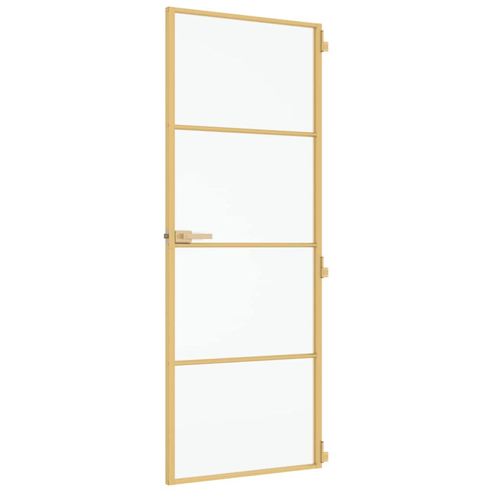 Porta Interni Sottile Oro 76x201,5cm Vetro Temperato Alluminio 155136