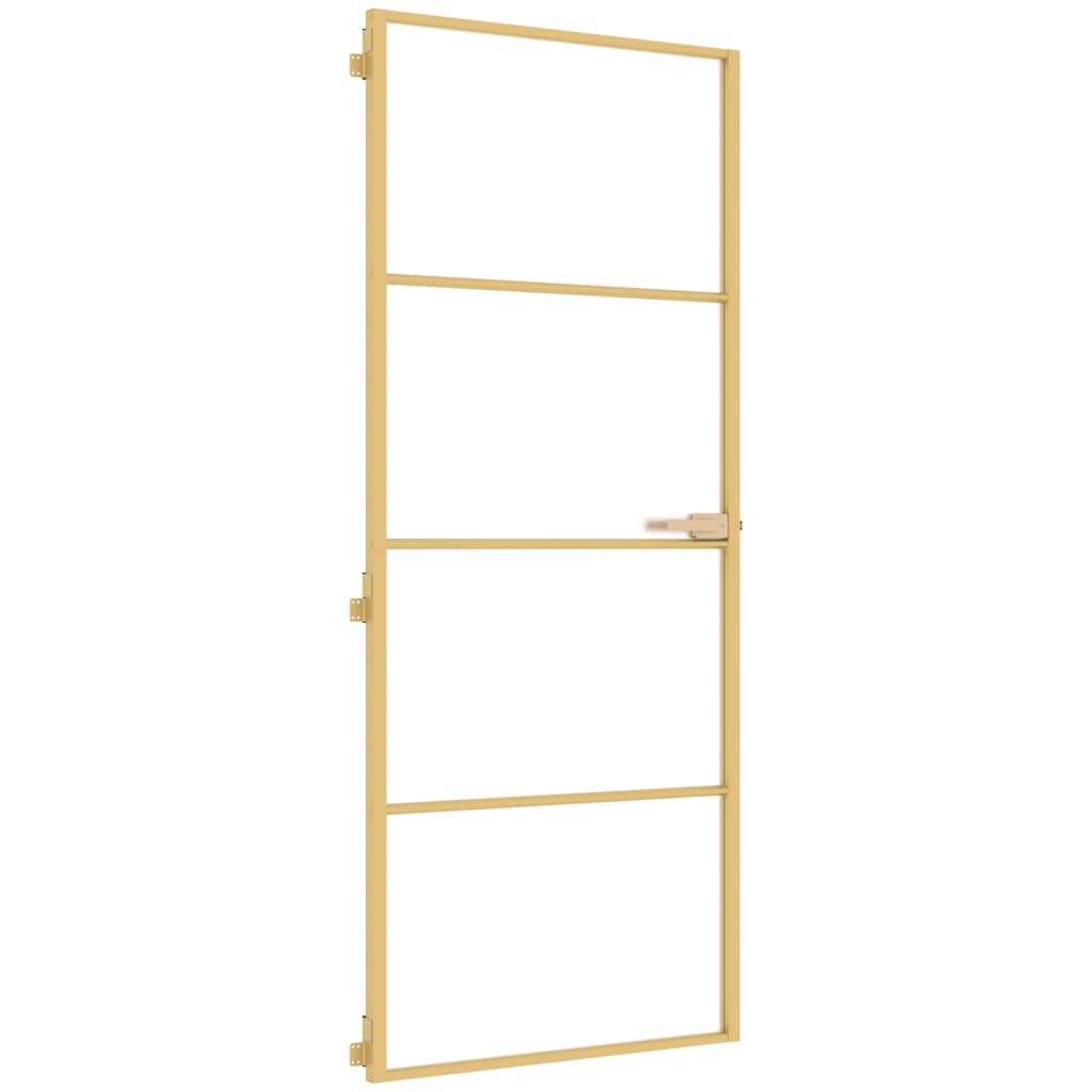 Porta Interni Sottile Oro 83x201,5cm Vetro Temperato Alluminio 155137