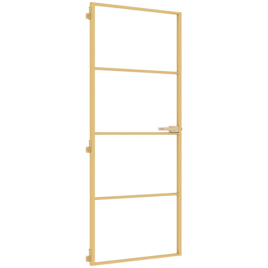 Porta Interni Sottile Oro 83x201,5cm Vetro Temperato Alluminio 155137