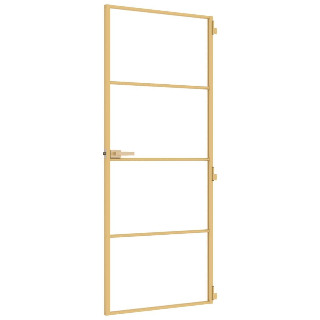 Porta Interni Sottile Oro 83x201,5cm Vetro Temperato Alluminio 155137