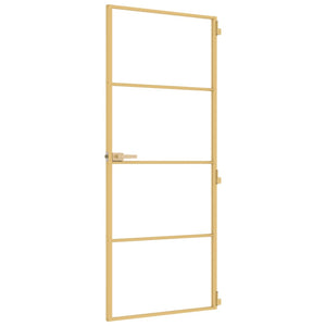 Porta Interni Sottile Oro 83x201,5cm Vetro Temperato Alluminio 155137