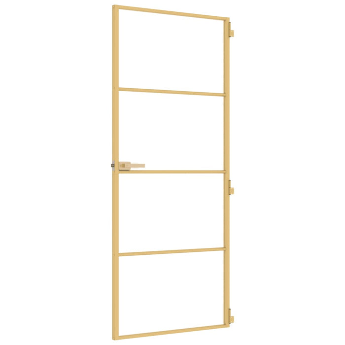 Porta Interni Sottile Oro 83x201,5cm Vetro Temperato Alluminio 155137