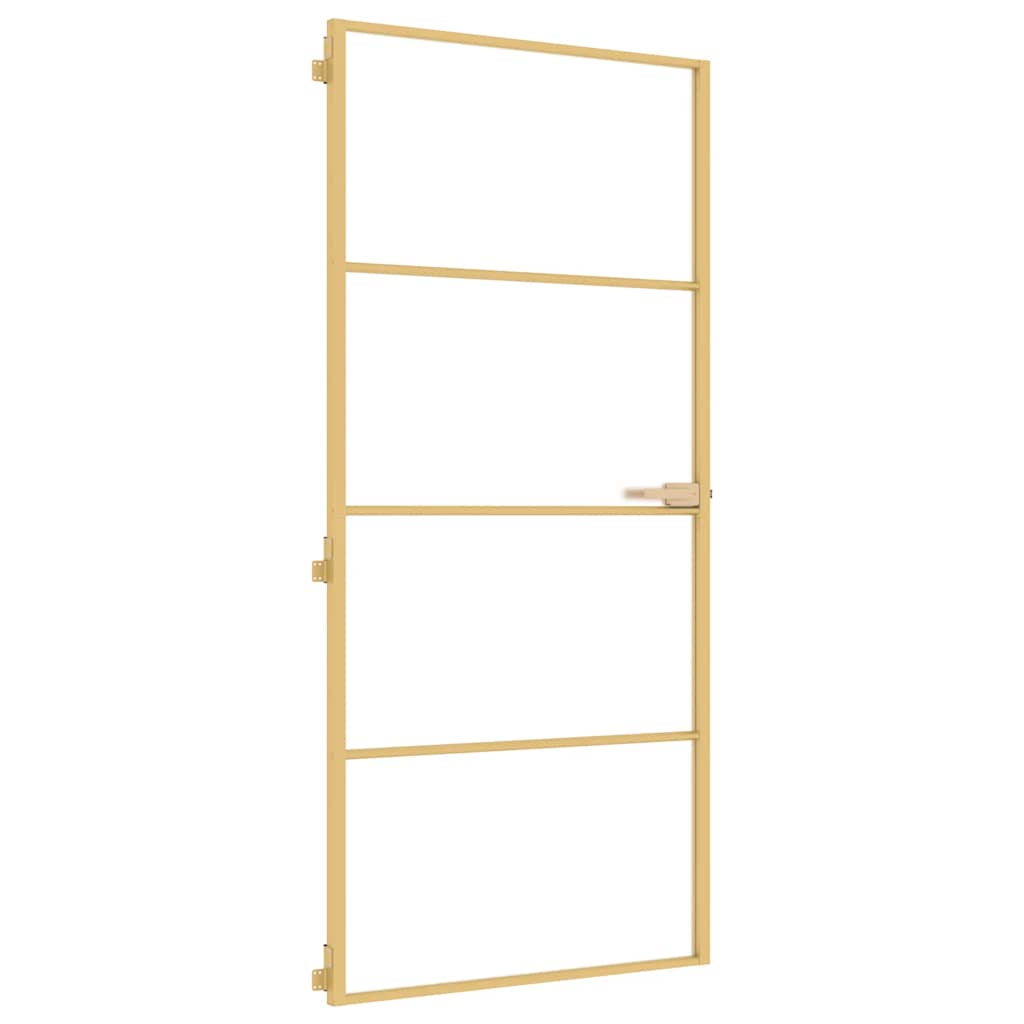 Porta Interni Sottile Oro 93x201,5cm Vetro Temperato Alluminio 155138