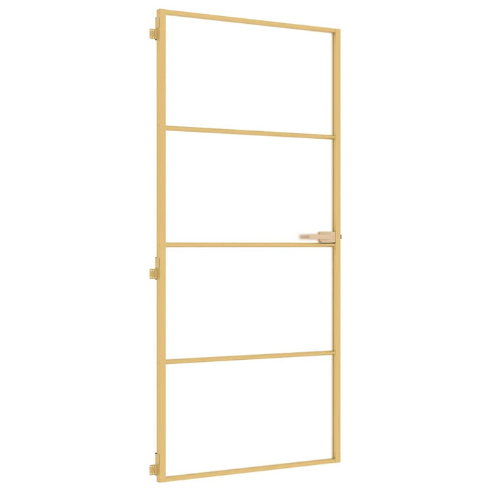 Porta Interni Sottile Oro 93x201,5cm Vetro Temperato Alluminio 155138