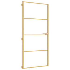 Porta Interni Sottile Oro 93x201,5cm Vetro Temperato Alluminio