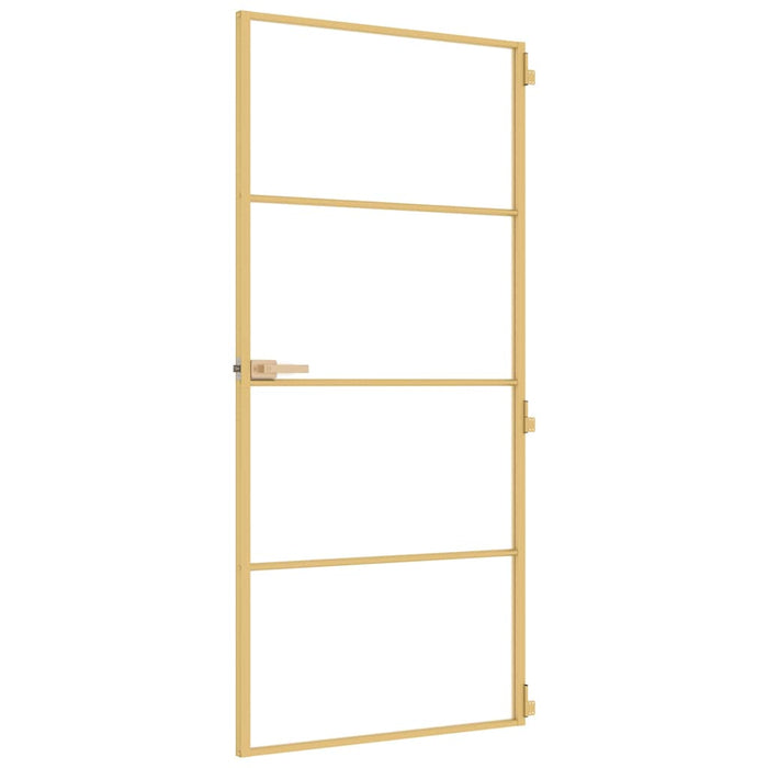 Porta Interni Sottile Oro 93x201,5cm Vetro Temperato Alluminio 155138