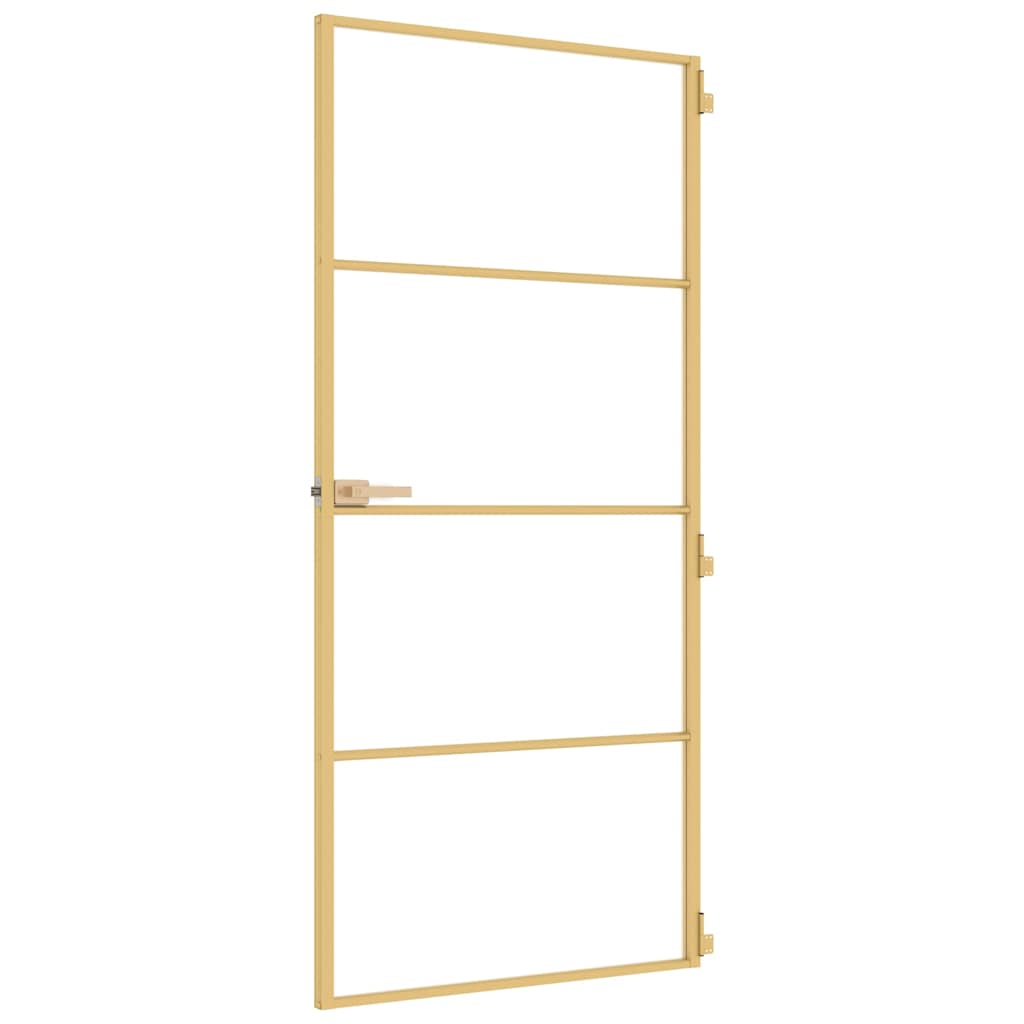 Porta Interni Sottile Oro 93x201,5cm Vetro Temperato Alluminio