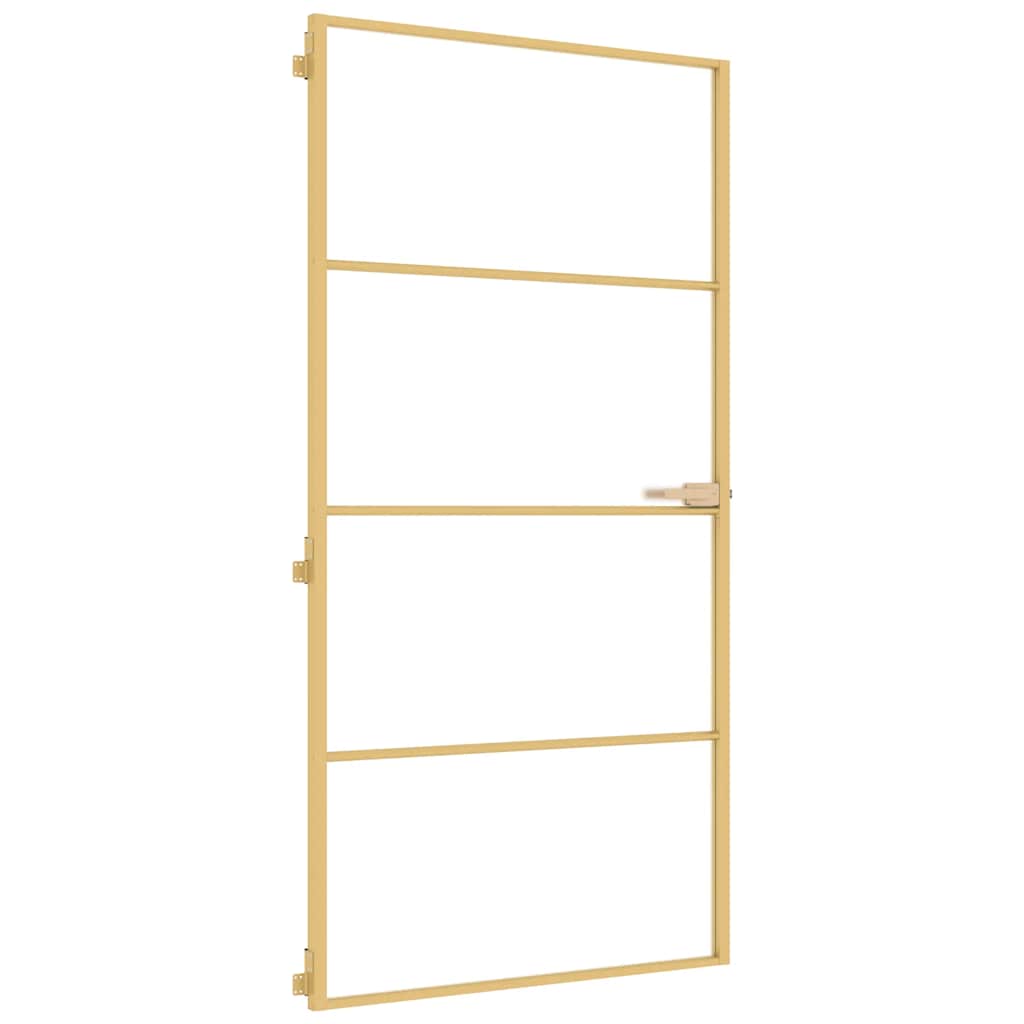 vidaXL Porta Interni Sottile Oro 102,5x201,5 Vetro Temperato Alluminio