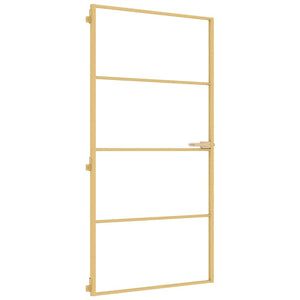 vidaXL Porta Interni Sottile Oro 102,5x201,5 Vetro Temperato Alluminio