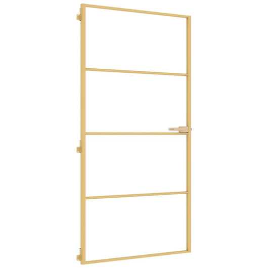 vidaXL Porta Interni Sottile Oro 102,5x201,5 Vetro Temperato Alluminio