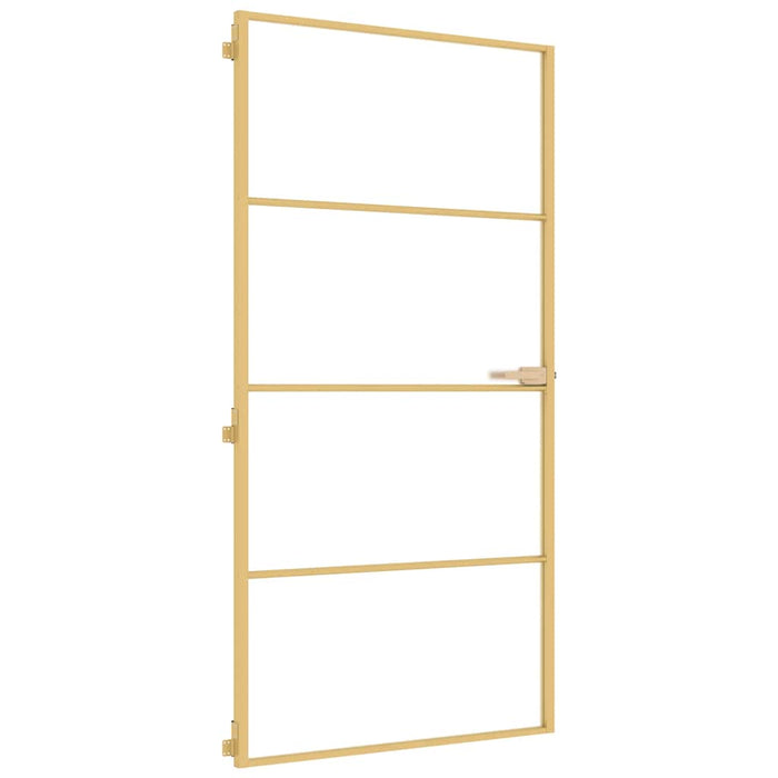 vidaXL Porta Interni Sottile Oro 102,5x201,5 Vetro Temperato Alluminio