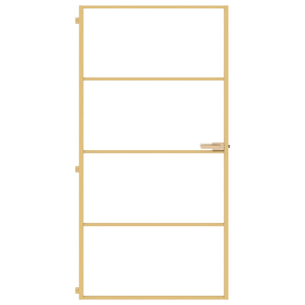 vidaXL Porta Interni Sottile Oro 102,5x201,5 Vetro Temperato Alluminio