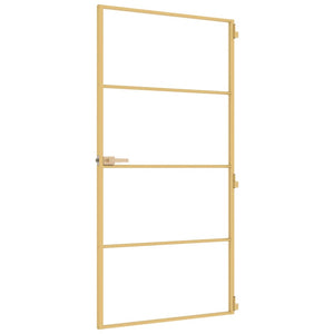 Porta Interni Sottile Oro 102,5x201,5 Vetro Temperato Alluminio 155139