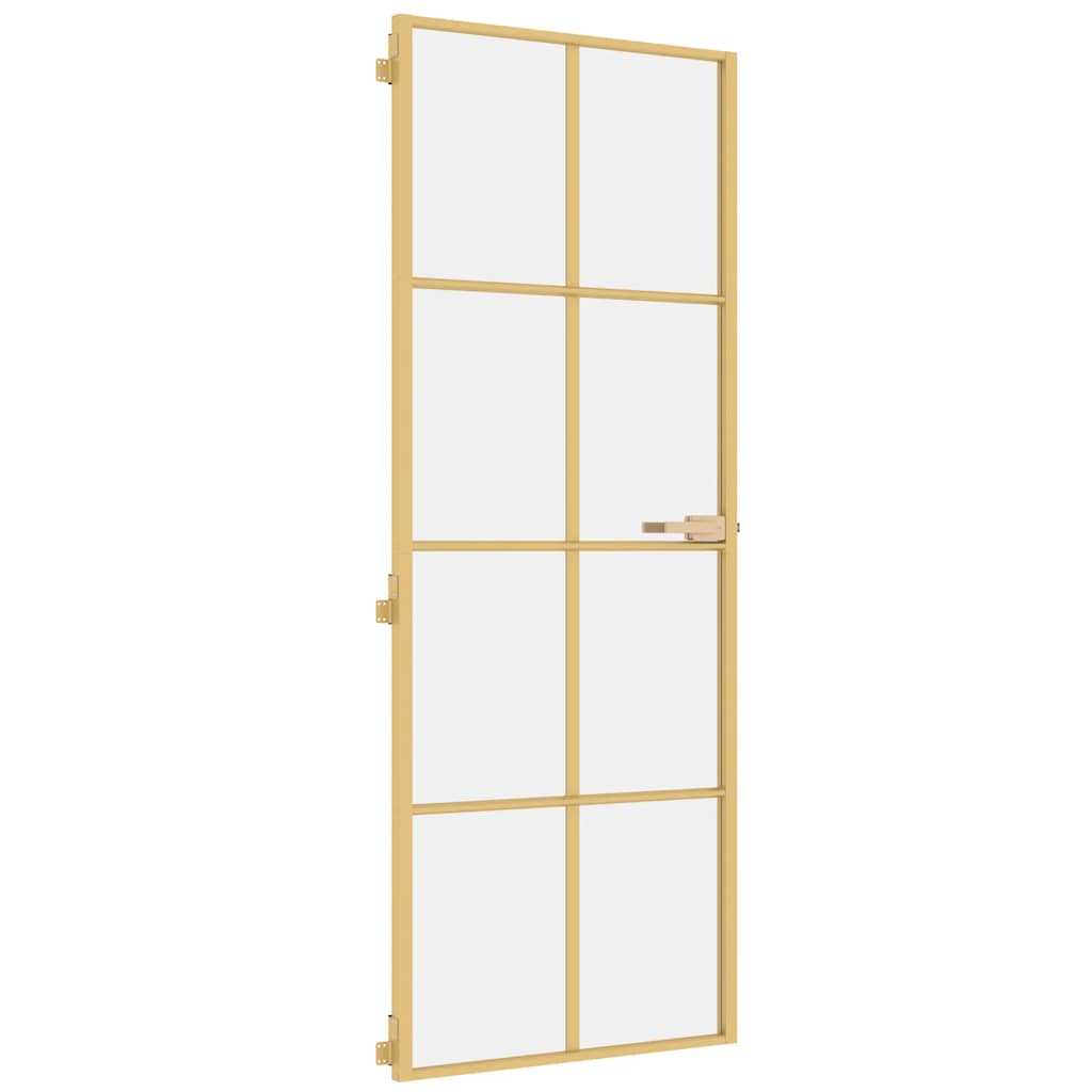 Porta Interni Sottile Oro 76x201,5cm Vetro Temperato Alluminiocod mxl 107771