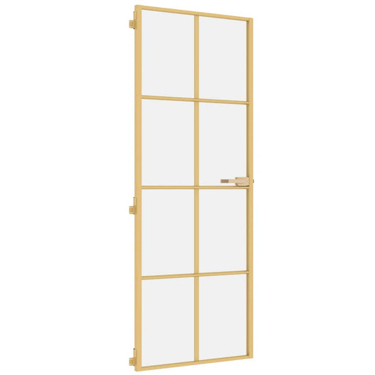 Porta Interni Sottile Oro 76x201,5cm Vetro Temperato Alluminiocod mxl 107771