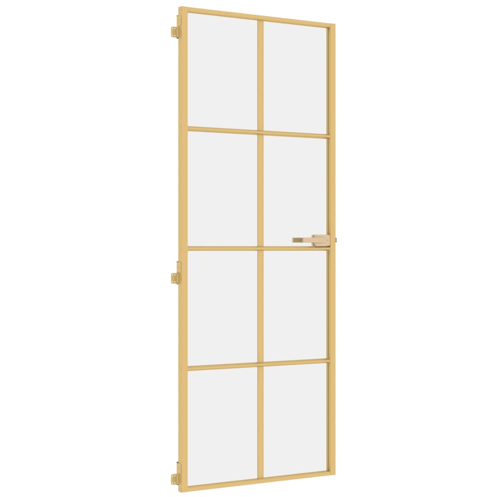 Porta Interni Sottile Oro 76x201,5cm Vetro Temperato Alluminio 155140