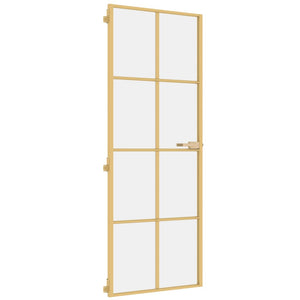 Porta Interni Sottile Oro 76x201,5cm Vetro Temperato Alluminio 155140