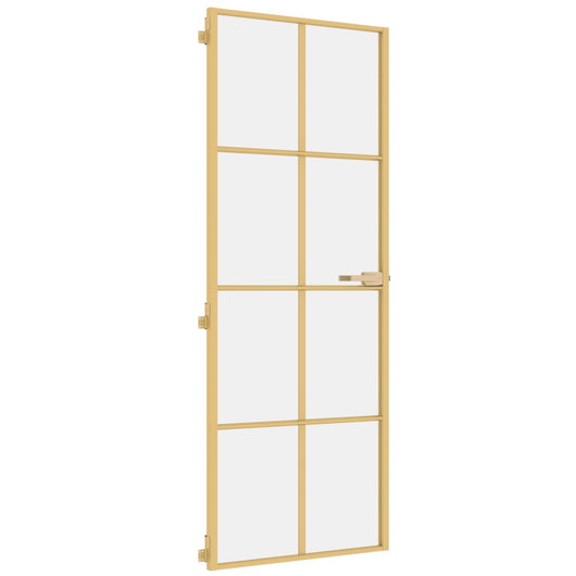 Porta Interni Sottile Oro 76x201,5cm Vetro Temperato Alluminio 155140