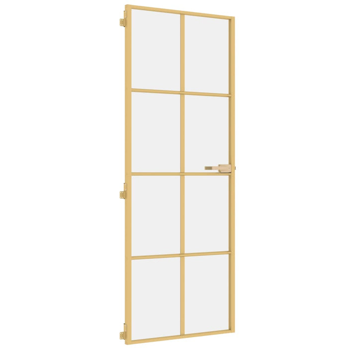 Porta Interni Sottile Oro 76x201,5cm Vetro Temperato Alluminio 155140