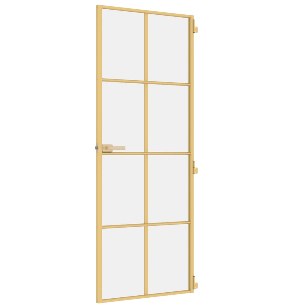 Porta Interni Sottile Oro 76x201,5cm Vetro Temperato Alluminio 155140