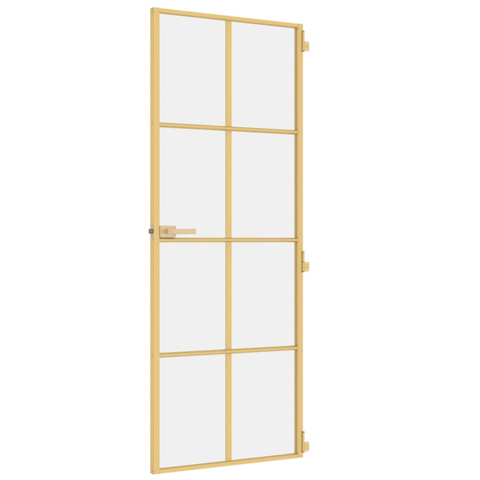 Porta Interni Sottile Oro 76x201,5cm Vetro Temperato Alluminio 155140