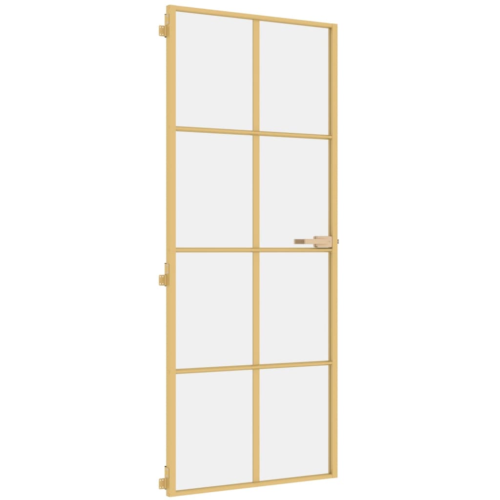 Porta Interni Sottile Oro 83x201,5cm Vetro Temperato Alluminio 155141