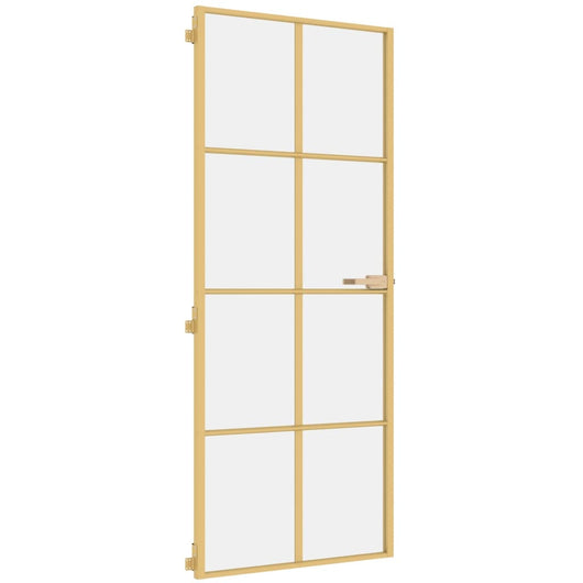 Porta Interni Sottile Oro 83x201,5cm Vetro Temperato Alluminio 155141