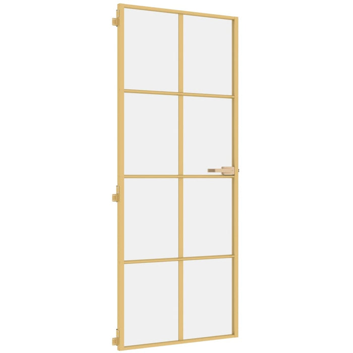 Porta Interni Sottile Oro 83x201,5cm Vetro Temperato Alluminio 155141