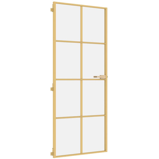 Porta Interni Sottile Oro 83x201,5cm Vetro Temperato Alluminiocod mxl 83815