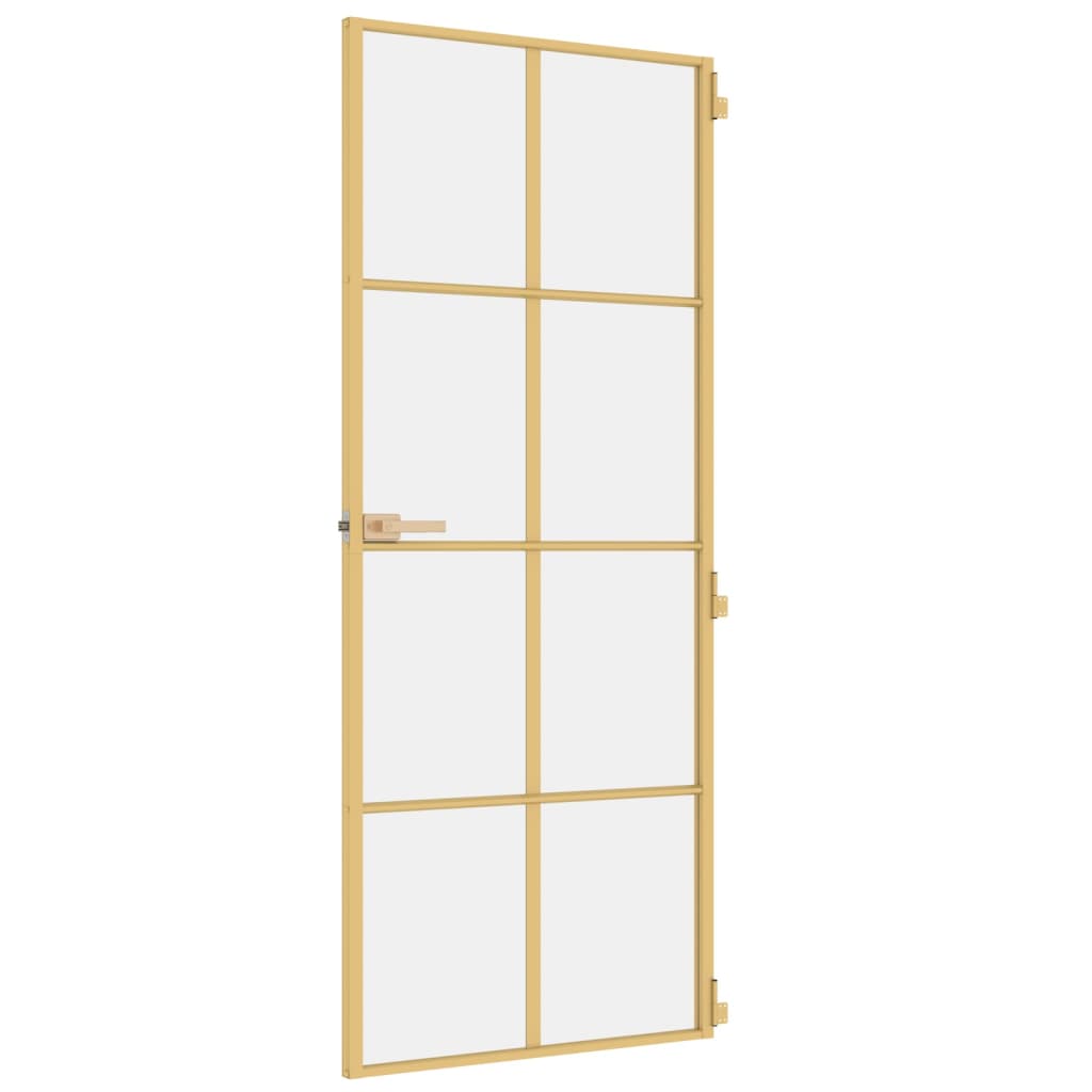 Porta Interni Sottile Oro 83x201,5cm Vetro Temperato Alluminio 155141