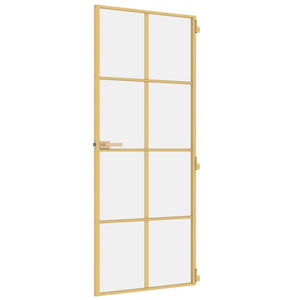 Porta Interni Sottile Oro 83x201,5cm Vetro Temperato Alluminio 155141