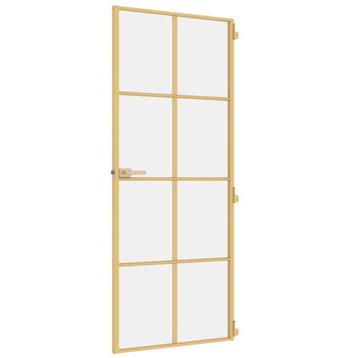 Porta Interni Sottile Oro 83x201,5cm Vetro Temperato Alluminio 155141