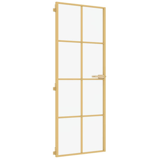 vidaXL Porta Interni Sottile Oro 76x201,5cm Vetro Temperato Alluminio
