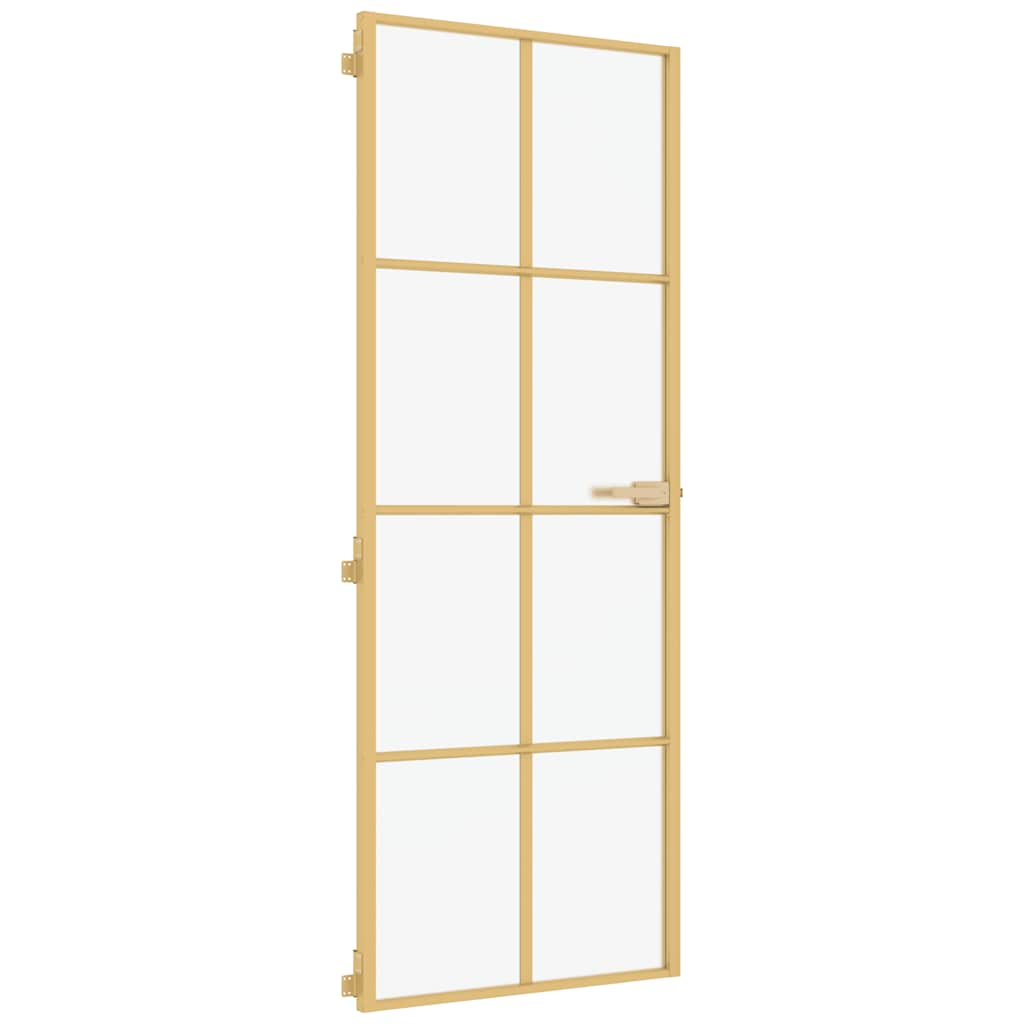 Porta Interni Sottile Oro 76x201,5cm Vetro Temperato Alluminio 155144