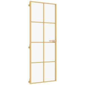 Porta Interni Sottile Oro 76x201,5cm Vetro Temperato Alluminio 155144