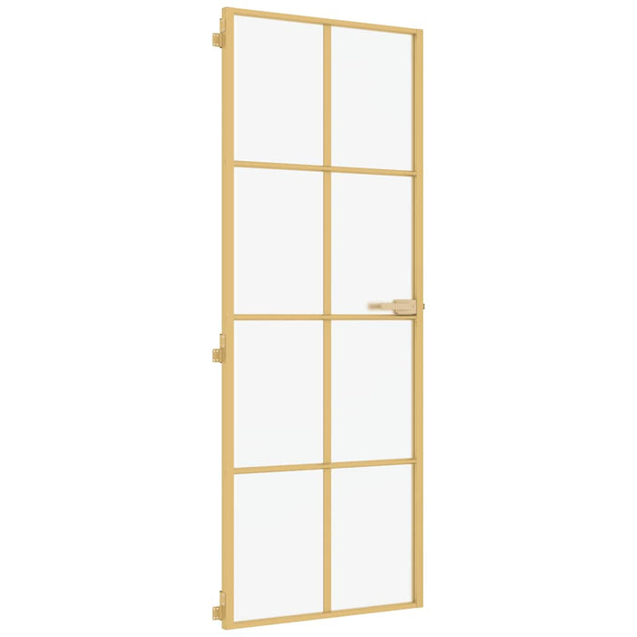 Porta Interni Sottile Oro 76x201,5cm Vetro Temperato Alluminio 155144