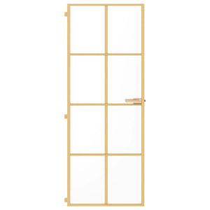 Porta Interni Sottile Oro 76x201,5cm Vetro Temperato Alluminio 155144