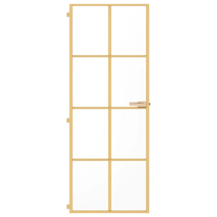 Porta Interni Sottile Oro 76x201,5cm Vetro Temperato Alluminio 155144