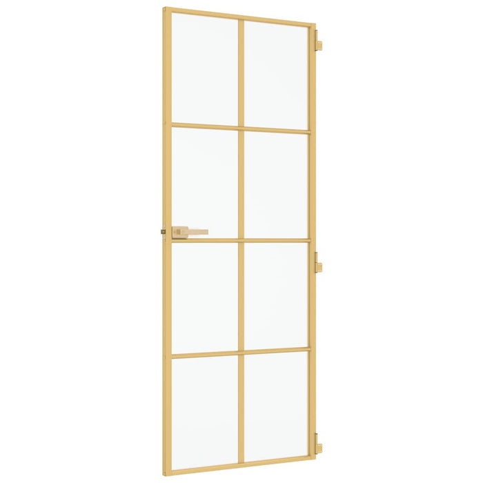 vidaXL Porta Interni Sottile Oro 76x201,5cm Vetro Temperato Alluminio